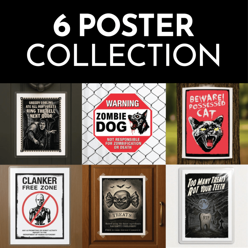 HALLOWEEN POSTER COLLECTION x 6 | Printable Sign Bundle | Instant Download by Andy Tuohy Design Ltd | Andy Tuohy Design Ltd