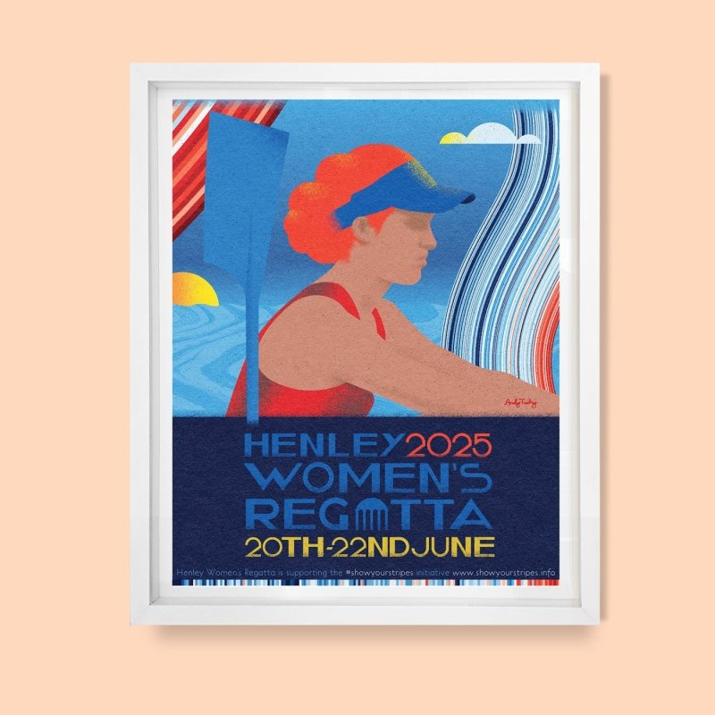 Henley Women’s Regatta 2025 limited edition rowing poster art print by Andy Tuohy.