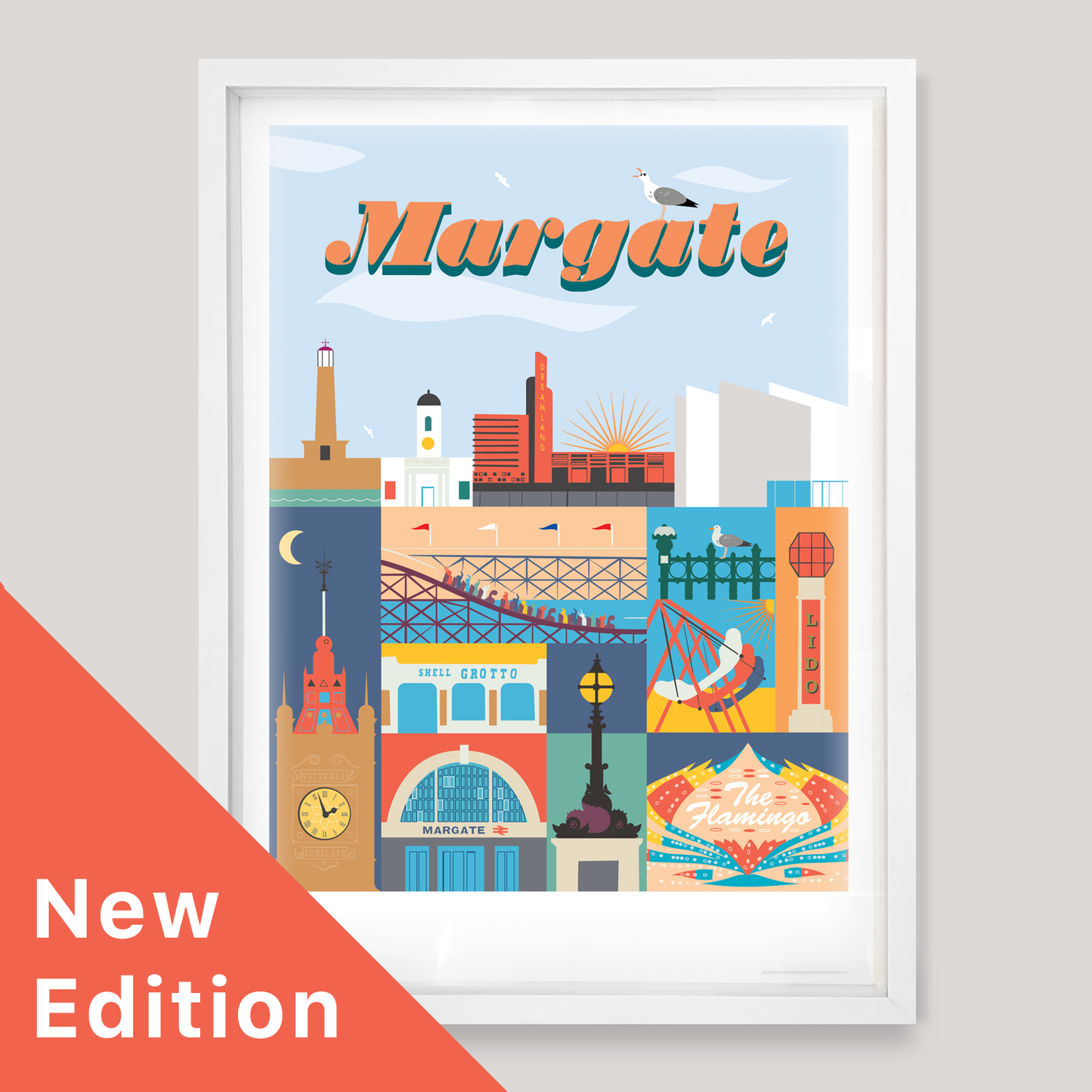 Margate Landmarks Collage | Limited Edition Art Print by Andy Tuohy