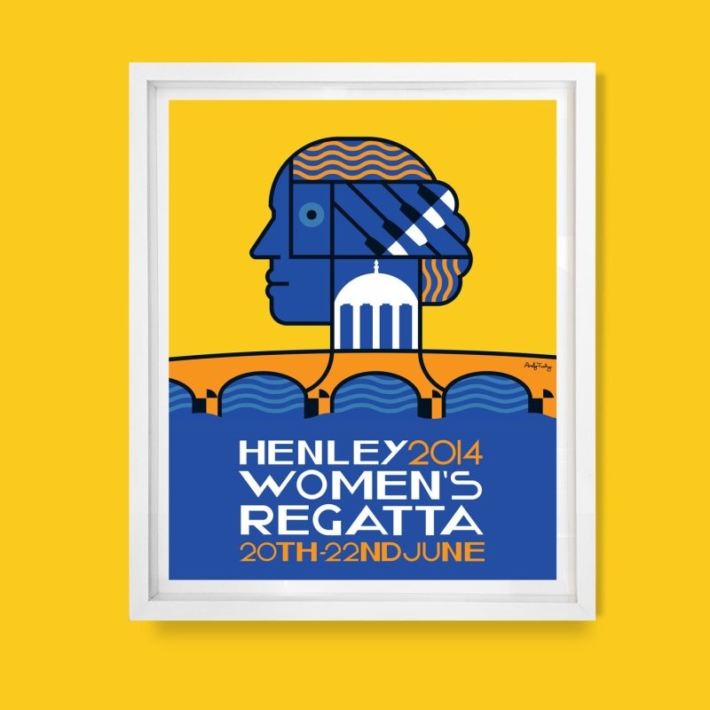 Henley Women’s Regatta 2014 limited edition rowing poster art print by Andy Tuohy.