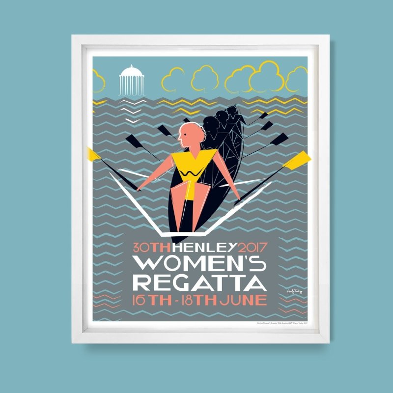 Henley Women’s Regatta 2017 limited edition rowing poster art print by Andy Tuohy.