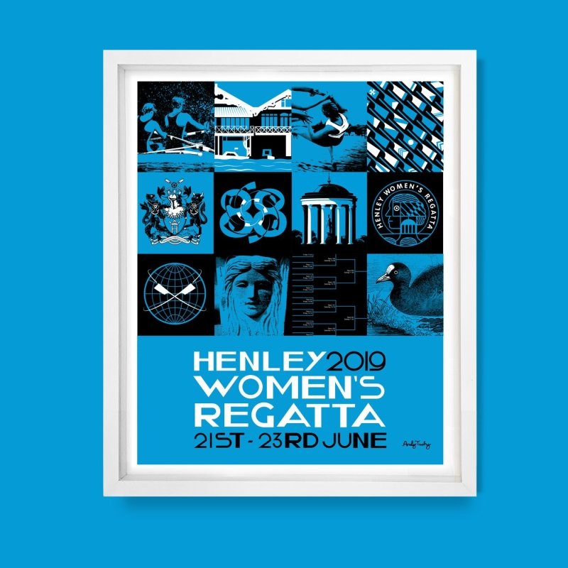 Henley Women’s Regatta 2019 limited edition rowing poster art print by Andy Tuohy.