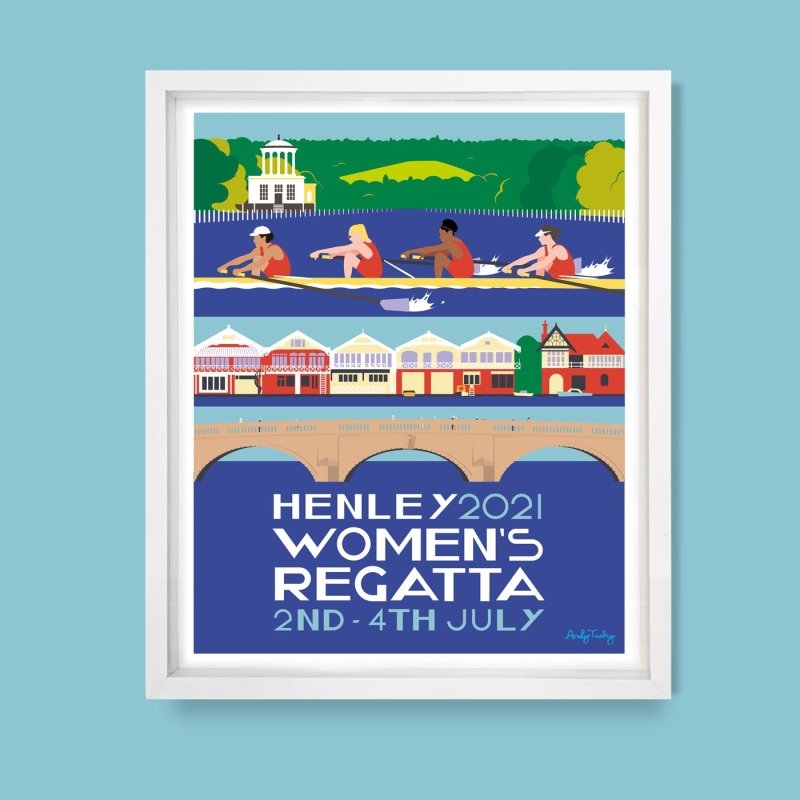 Henley Women’s Regatta 2021 limited edition rowing poster art print by Andy Tuohy.
