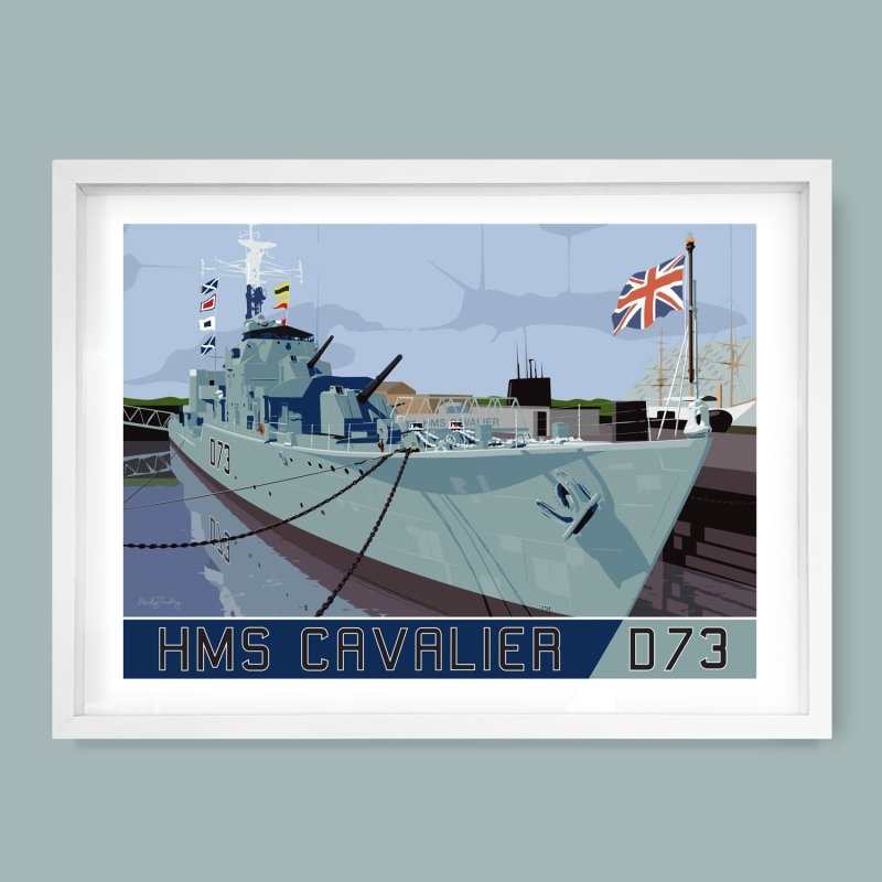 HMS Cavalier (R73) D73, Destroyer Print by Andy Tuohy | Andy Tuohy Design Ltd