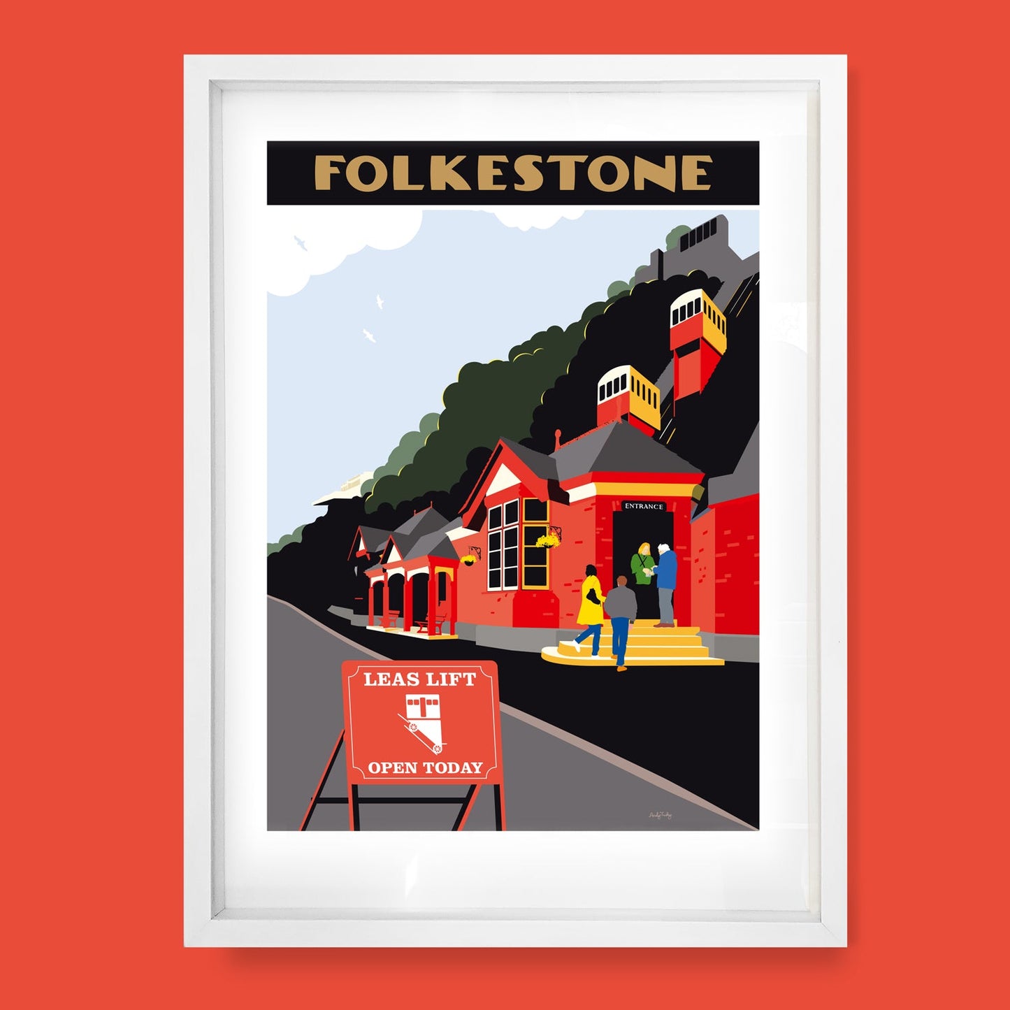 Leas Lift Folkestone | Limited Edition Art Print by Andy Tuohy by Andy Tuohy | Andy Tuohy Design Ltd