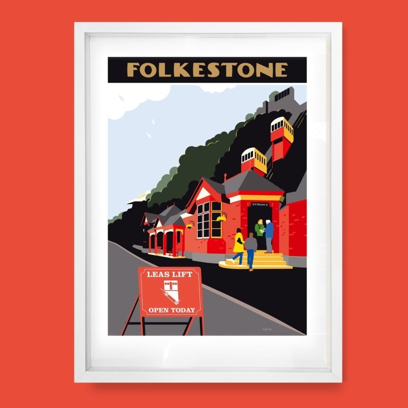 Leas Lift Folkestone | Limited Edition Art Print by Andy Tuohy by Andy Tuohy | Andy Tuohy Design Ltd