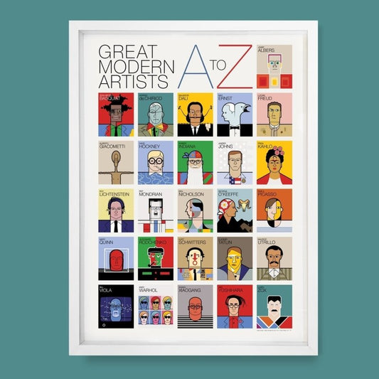 Great Modern Artists A–Z | Litho Poster by Andy Tuohy by Andy Tuohy | Andy Tuohy Design Ltd