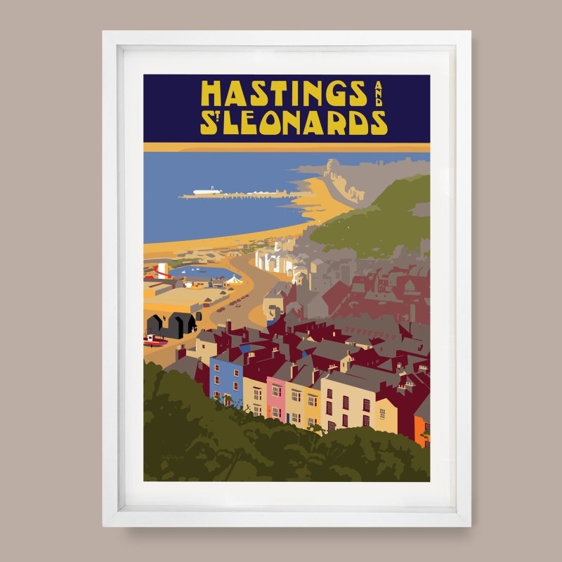 Hastings & St Leonards from East Hill Poster | Limited Edition Art Print by Andy Tuohy by Andy Tuohy | Andy Tuohy Design Ltd