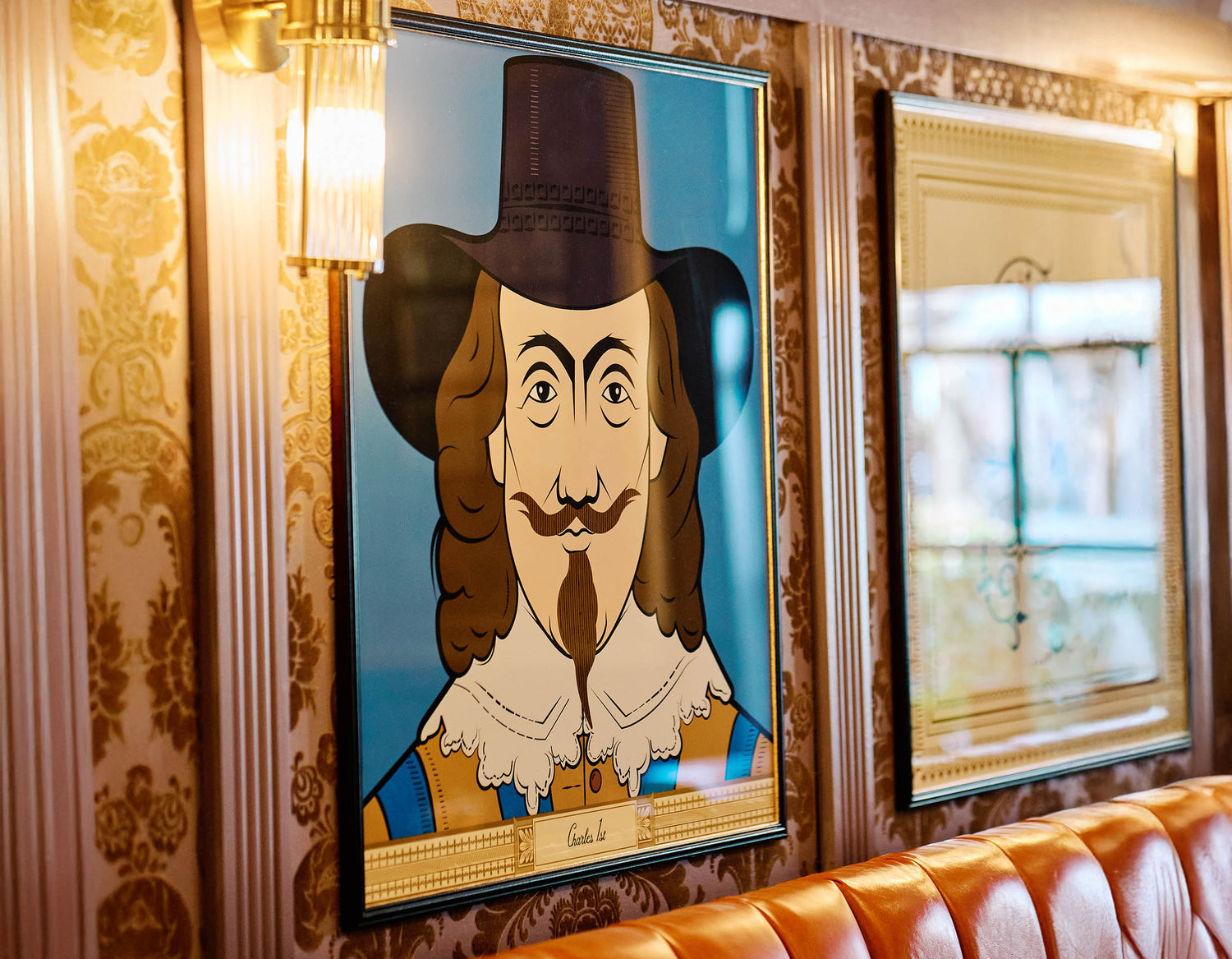 Cromwellian portrait illustration installed at Rump & Wade Brasserie, Stevenage.