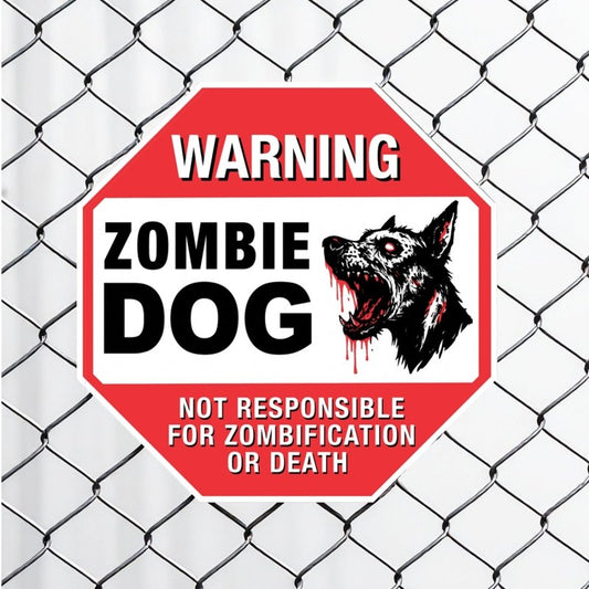 WARNING: ZOMBIE DOG | Halloween Printable Sign (Instant Download) by Andy Tuohy Design Ltd | Andy Tuohy Design Ltd