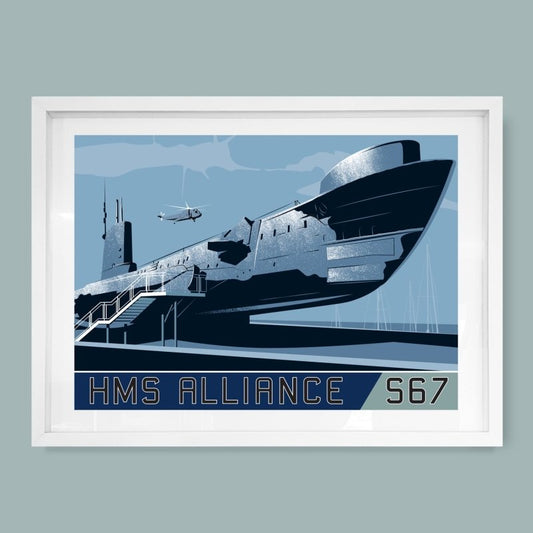 HMS Alliance (P417) S67, Submarine Print by Andy Tuohy | Andy Tuohy Design Ltd
